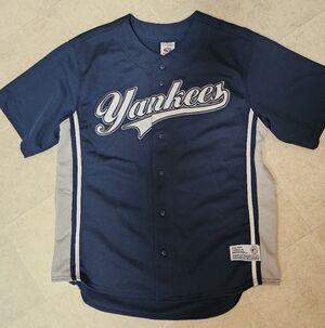Vtg New York Yankees Derek Jeter #2 True Fan MLB Baseball Jersey Men's Lg EUC